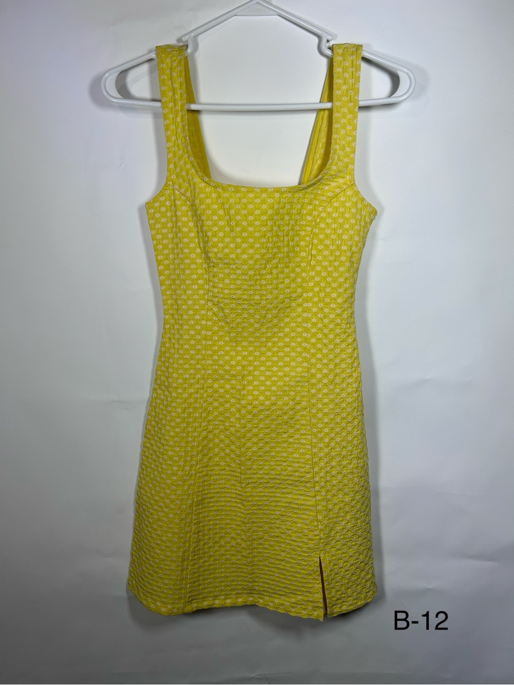 Urban Outfitters Yellow White Floral Textured Square Neck Mini Dress XS